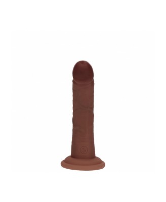 Dual Density Silicone Curved Realistic Dildo with Suction Cup - 6" / 15,5 cm - Brown