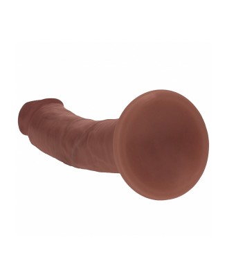 Dual Density Silicone Curved Realistic Dildo with Suction Cup - 6" / 15,5 cm - Brown