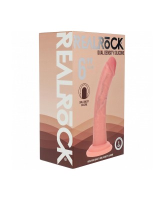 Dual Density Silicone Curved Realistic Dildo with Suction Cup - 6" / 15,5 cm - Flesh