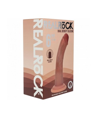 Dual Density Silicone Curved Realistic Dildo with Suction Cup - 6" / 15,5 cm - Tan