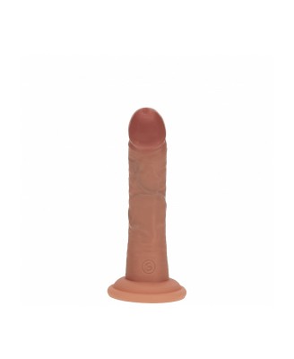 Dual Density Silicone Curved Realistic Dildo with Suction Cup - 6" / 15,5 cm - Tan