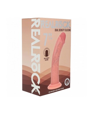 Dual Density Silicone Curved Realistic Dildo with Suction Cup - 7" / 18,5 cm - Flesh