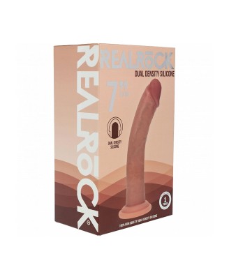 Dual Density Silicone Curved Realistic Dildo with Suction Cup - 7" / 18,5 cm - Tan