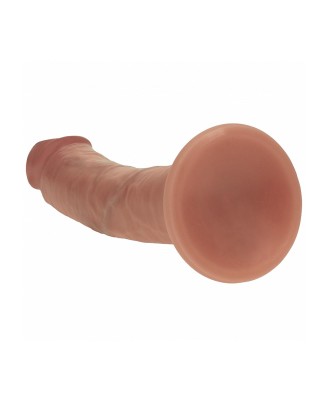 Dual Density Silicone Curved Realistic Dildo with Suction Cup - 7" / 18,5 cm - Tan