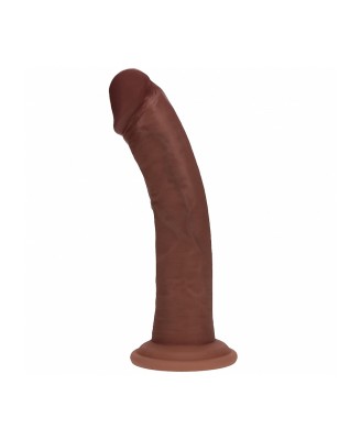 Dual Density Silicone Curved Realistic Dildo with Suction Cup - 8" / 20,5 cm - Brown