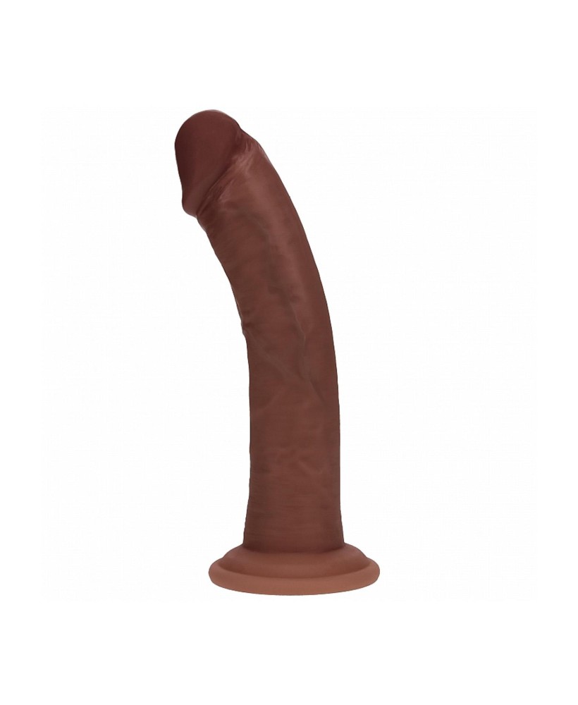 Dual Density Silicone Curved Realistic Dildo with Suction Cup - 8" / 20,5 cm - Brown