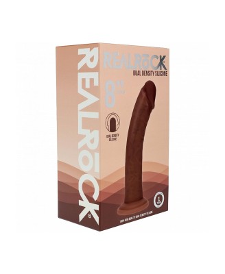 Dual Density Silicone Curved Realistic Dildo with Suction Cup - 8" / 20,5 cm - Brown