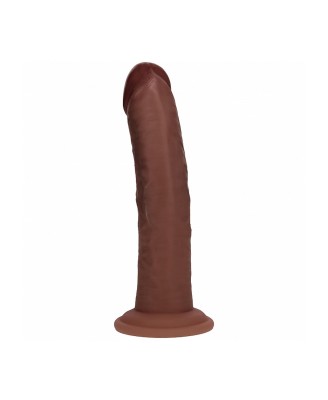 Dual Density Silicone Curved Realistic Dildo with Suction Cup - 8" / 20,5 cm - Brown