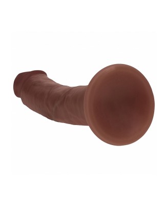 Dual Density Silicone Curved Realistic Dildo with Suction Cup - 8" / 20,5 cm - Brown