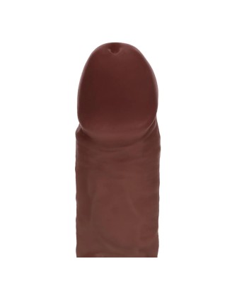 Dual Density Silicone Curved Realistic Vibrating Dildo with Suction Cup - 8" / 20,3 cm - Brown