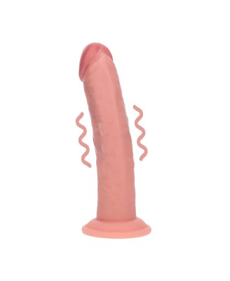 Dual Density Silicone Curved Realistic Vibrating Dildo with Suction Cup - 8" / 20,3 cm - Flesh