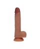 Dual Density Silicone Realistic Vibrating Thrusting Dildo with Balls - 7" / 17,8 cm - Tan