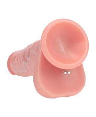 Dual Density Silicone Realistic Vibrating Thrusting Dildo with Balls - 8" / 20,3 cm - Flesh