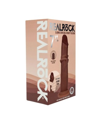 Dual Density Silicone Realistic Sliding Skin Dildo - 7" / 18,5 cm - Brown