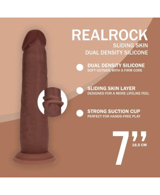 Dual Density Silicone Realistic Sliding Skin Dildo - 7" / 18,5 cm - Brown