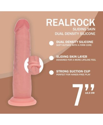 Dual Density Silicone Realistic Sliding Skin Dildo - 7" / 18,5 cm - Flesh