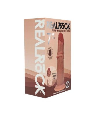 Dual Density Silicone Realistic Sliding Skin Dildo - 7" / 18,5 cm - Tan