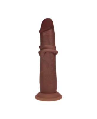 Dual Density Silicone Realistic Sliding Skin Dildo - 8" / 20,5 cm - Brown