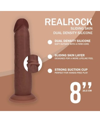 Dual Density Silicone Realistic Sliding Skin Dildo - 8" / 20,5 cm - Brown