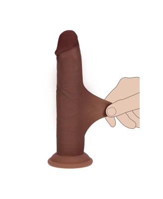 Dual Density Silicone Realistic Sliding Skin Dildo - 8" / 20,5 cm - Brown