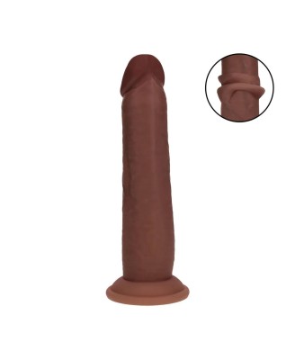 Dual Density Silicone Realistic Sliding Skin Dildo - 8" / 20,5 cm - Brown