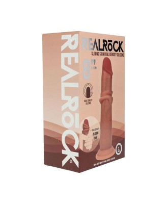 Dual Density Silicone Realistic Sliding Skin Dildo - 8" / 20,5 cm - Tan