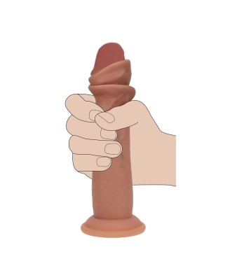 Dual Density Silicone Realistic Sliding Skin Dildo - 8" / 20,5 cm - Tan