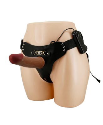 PRETTY LOVE - HARNESS BRIEFS Starks Universal Strap-On Harness 6,9'' Vibration Dildo Light Brown