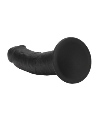 Dual Density Silicone Curved Realistic Dildo with Suction Cup - 6" / 15,5 cm - Black