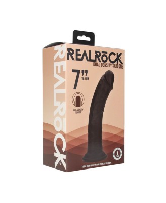 Dual Density Silicone Curved Realistic Dildo with Suction Cup - 7" / 18,5 cm - Black