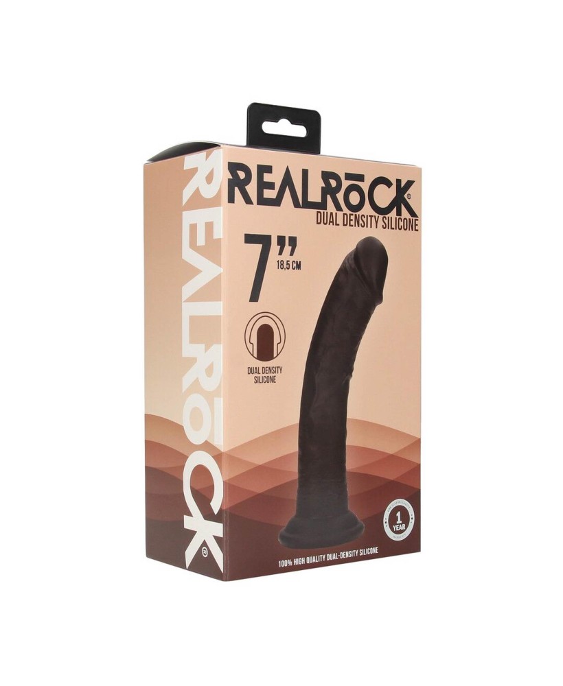 Dual Density Silicone Curved Realistic Dildo with Suction Cup - 7" / 18,5 cm - Black