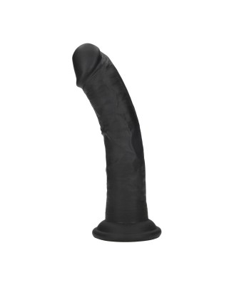 Dual Density Silicone Curved Realistic Dildo with Suction Cup - 7" / 18,5 cm - Black