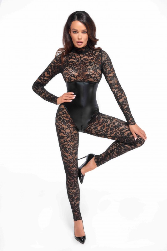 F299 Enigma lace catsuit with underbust bodice L