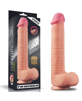 12" Dual Layered Platinum Silicone Cock - Silikonowe Dildo