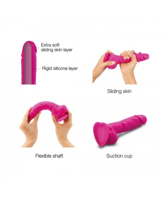 SLIDING SKIN REALISTIC DILDO FUSHIA M