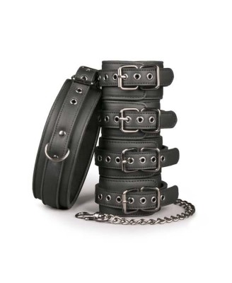 Kajdanki-Fetish set with collar, ankle- and wrist cuffs