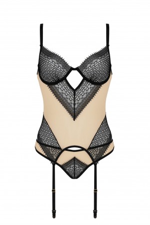 Bielizna-DENERYS CORSET beige L/XL