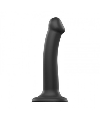 SEMI-REALISTIC DUAL DENSITY BENDABLE DILDO BLACK - M
