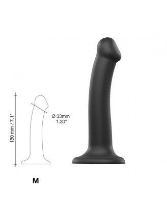 SEMI-REALISTIC DUAL DENSITY BENDABLE DILDO BLACK - M