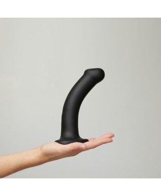 SEMI-REALISTIC DUAL DENSITY BENDABLE DILDO BLACK - M