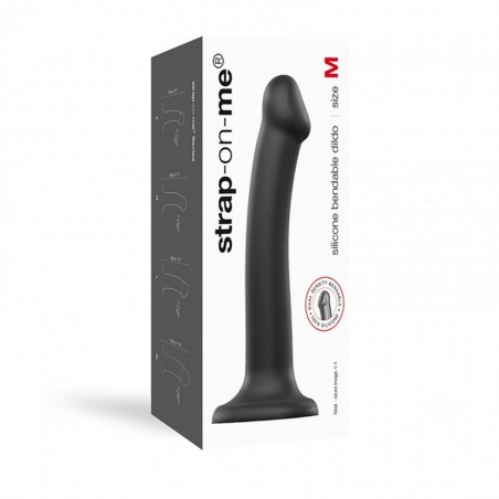 SEMI-REALISTIC DUAL DENSITY BENDABLE DILDO BLACK - M