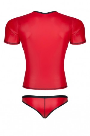 męski komplet z wetlooka: t-shirt w serek, figi typu brazyliany S