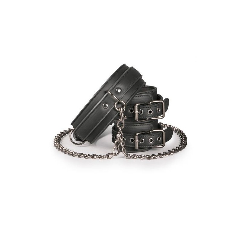 Kajdanki-Leather Collar With Handcuffs