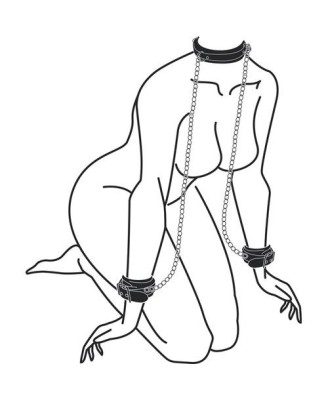 Kajdanki-Leather Collar With Handcuffs