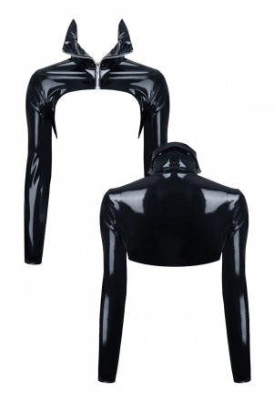 Regnes - CRD009 Krótka Kurtka Fetyszowa z Vinylu Męska - Czarna - S