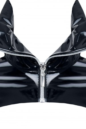 Regnes - CRD009 Krótka Kurtka Fetyszowa z Vinylu Męska - Czarna - S