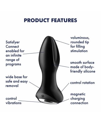 Plug-Vibrator Rotation Plug 2 Connect App (Black)