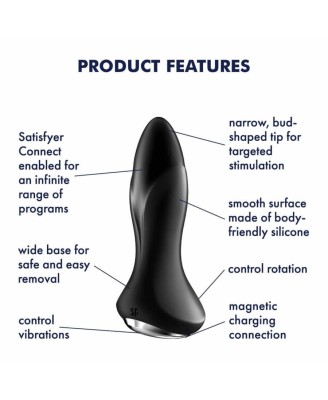 Plug-Vibrator Rotation Plug 1 Connect App (Black)