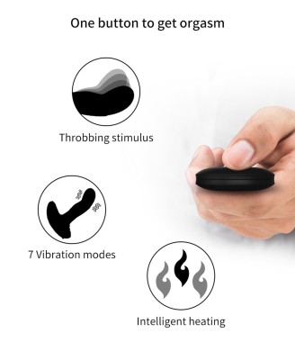 Wibrator-Silicone Massager USB 7 Function + Pulsator / Heating BLACK