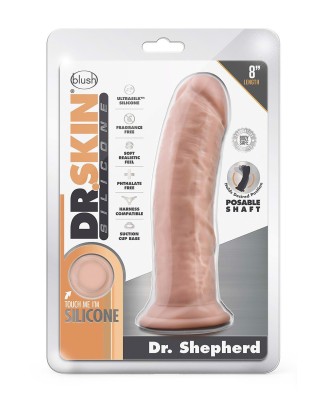 DR. SKIN SILICONE DR. SHEPHERD 8 INCH DILDO WITH SUCTION CUP VANILLA